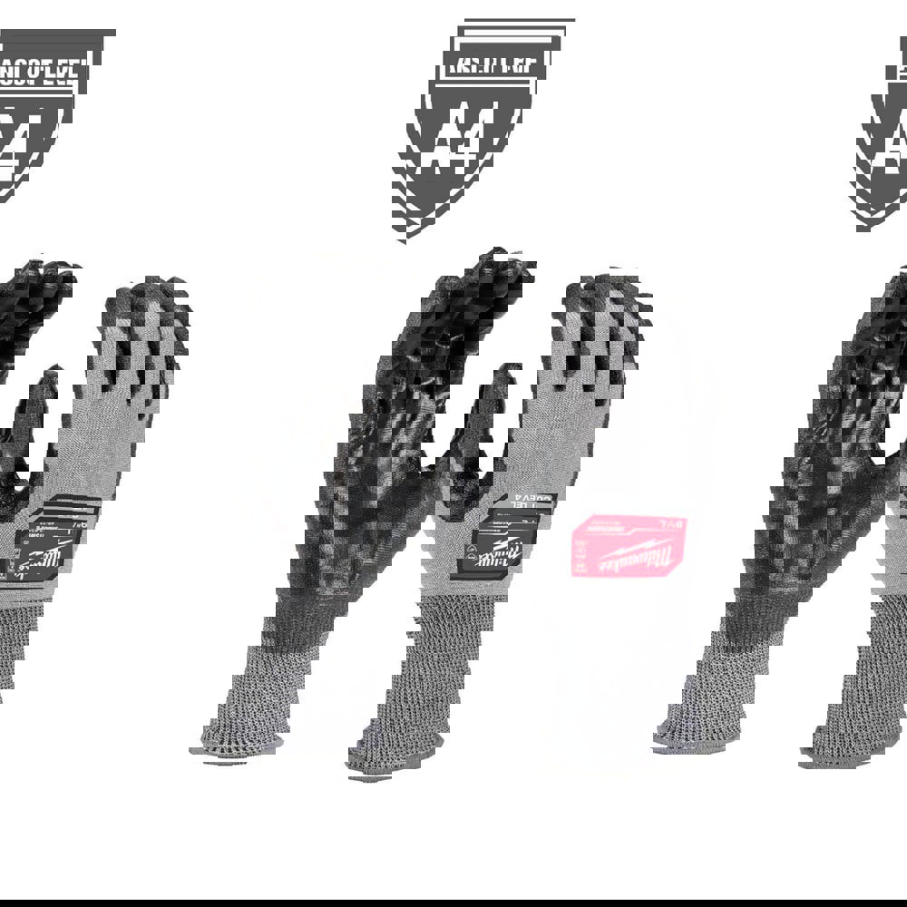 Puncture-Resistant Gloves: Size Medium, ANSI Cut A4, ANSI Puncture 0, Polyurethane, Polyester, Polyethylene & Nitrile